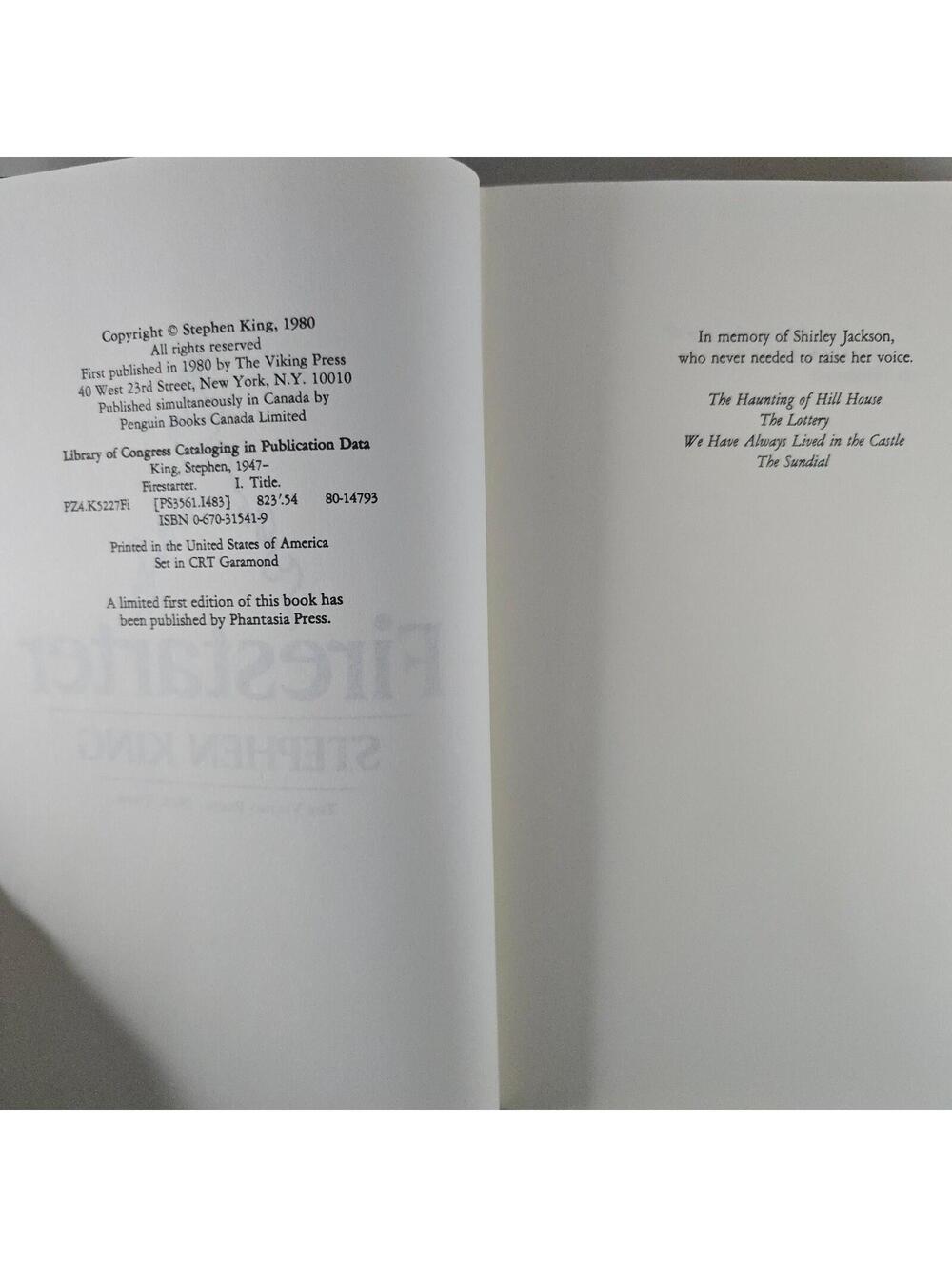 Firestarter Stephen King Limited First Edition Original Phantasia Press DJ 1980 - Picture 6 of 6